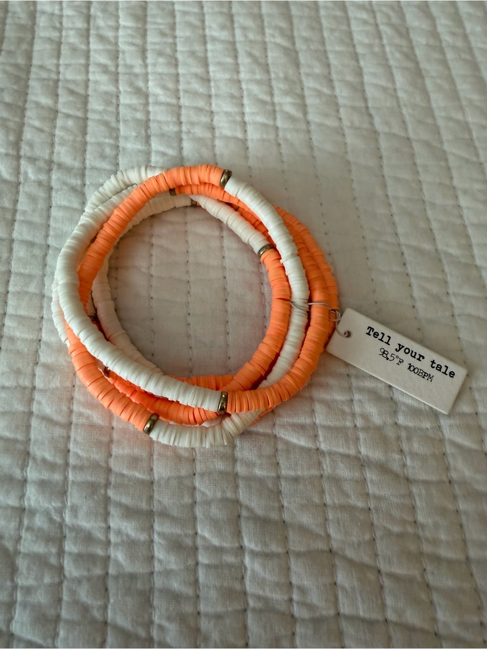 Tell Your Tale Womens Orange & White Stackable Bracelet Set